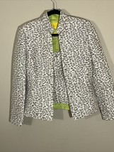 FLORES &amp; FLORES Size 6, 100% Silk Crinkle Top Blazer Jacket Set Animal Print - £26.14 GBP