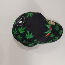 Parquet Marijuana Leaf Men's Back Strap Black Cotton Blend Baseball Cap Hat image 6