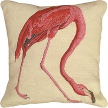 Throw Pillow Needlepoint American Flamingo View 20x20 Down Insert Wool C... - £283.63 GBP