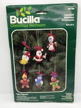 Bucilla Felt Ornament Kit Mini Figures VTG Jeweled Christmas Heirloom set of 6 - £21.93 GBP