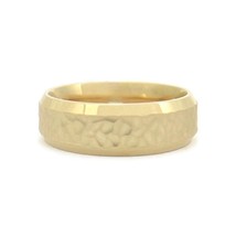 Authenticity Guarantee 
Men&#39;s Wide Hammered Satin Wedding Band Ring 14K Yello... - £795.35 GBP