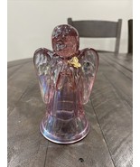 Fenton Pink Carnival Glass Iridescent Praying Angel Gold Butterfly, 6&quot; - $67.68 CAD