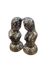 Handmade Vintage Indian Sterling Silver Salt &amp; Pepper Shakers - Figurine Maidens - £582.34 GBP
