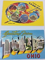 Vintage Large Letter Greetings Postcards ~Ohio &amp; Toledo , Ohio (1962) . 2 cards - £3.79 GBP
