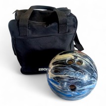 VTG Ebonite Zoom Glow 10 LB Bowling Ball Blue Black White Swirl Made in USA - $49.49