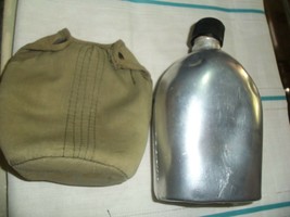 OLD  MILITARY ALUMINIUM WATER HERBERTZ GOURD ARMY-WWII-WATER CANTEN FLASK - £21.65 GBP