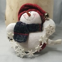 Crazy Mountain Painted Fabric Snowman Ornament With Hat &amp; Scarf Snowflakes  - £4.64 GBP