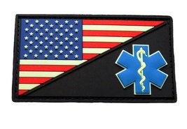 Emt Usa Flag Medic Ems Paramedic Pvc Rubber Hook Patch (PVM1-Glow Dark) - £7.17 GBP