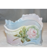 Vintage Porcelain Vanity Letter Holder Blue with Pink Rose Artist Signed... - $742.52 MXN