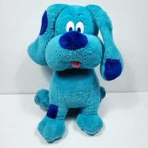 Puppy Dog Blue Stuffed Animal Plush Large Dark Nose Ears Spots 14&quot; Pink Tongue - £23.73 GBP