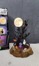 Lemax Spooky Town Halloween Witch&#39;s Joyride Lighted Animated Graveyard Tested - £44.19 GBP