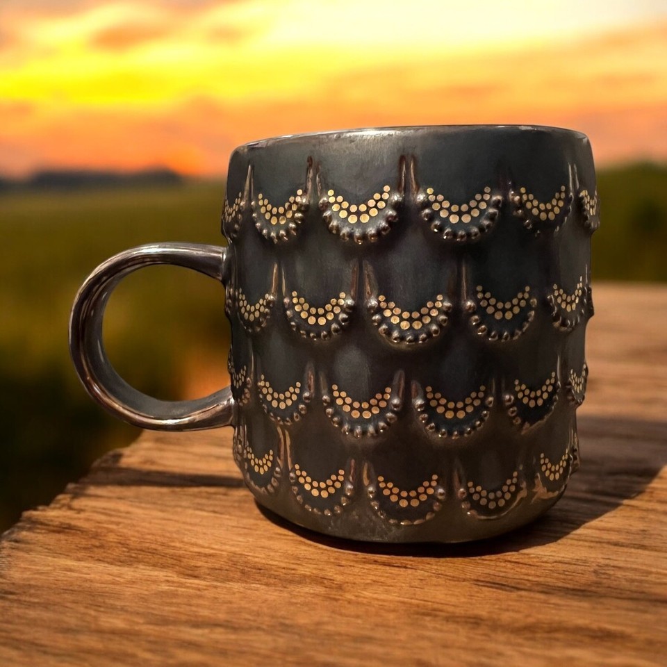 Starbucks  2015 Mug 10 oz. Coffee Tea Cup Mermaid 3D Gold Scales Ceramic - $14.99