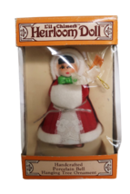 Vtg Jasco Lil Chimers Christmas Ornament Bell in orig. box lady in winter red - £11.98 GBP