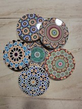 Drink Coasters Set Of 6 Moroccan Design Round Coaster Tea Coffee Cup, US Seller - £15.97 GBP