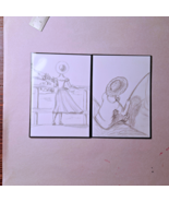 ACEO Original art Sunhat Girl and Boy  - $11.00