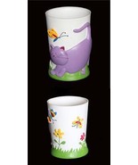 Anne Ormsby FAT CATS Butterflies Flowers Embossed Bathroom Tumbler 2006 HTF - $21.72 CAD