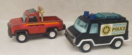 Strombecker Tootsie Toy Police Squadrol &amp; Pickup Truck Plastic Vintage 5.5&quot; USA - £19.22 GBP