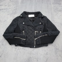 Bebe Jacket Womens 6 Black Long Sleeve Quilted Full Zip Pocket Notch Lapel - £31.27 GBP