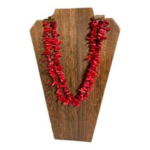 VTG Talbots Red Chunky Coral Branch  Beads Necklace Double Strand Necklace 20&quot; - £26.14 GBP