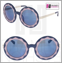 Markus Lupfer Linda Farrow Round Star Navy Blue Pink Mirrored ML11 Sunglasses - £127.09 GBP