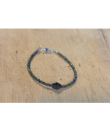 Handcrafted Bracelet, Irridescent Green/Blue/Purple glass beads. - $9.75