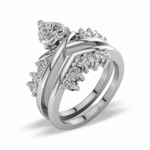 Heart Engagement And Wedding Ring Set Cubic Zirconia  Anniversary Wedding Rings - £110.15 GBP