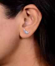 Sterling Silver, Bioflex Cat Tragus Earring, Push Fit Back, Tiny Handmade from   - £14.26 GBP