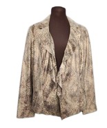 Chicos Gold Cheetah Aerin Ruffle Jacket Chocolate Brown Shacket Lined NW... - $48.00 CAD