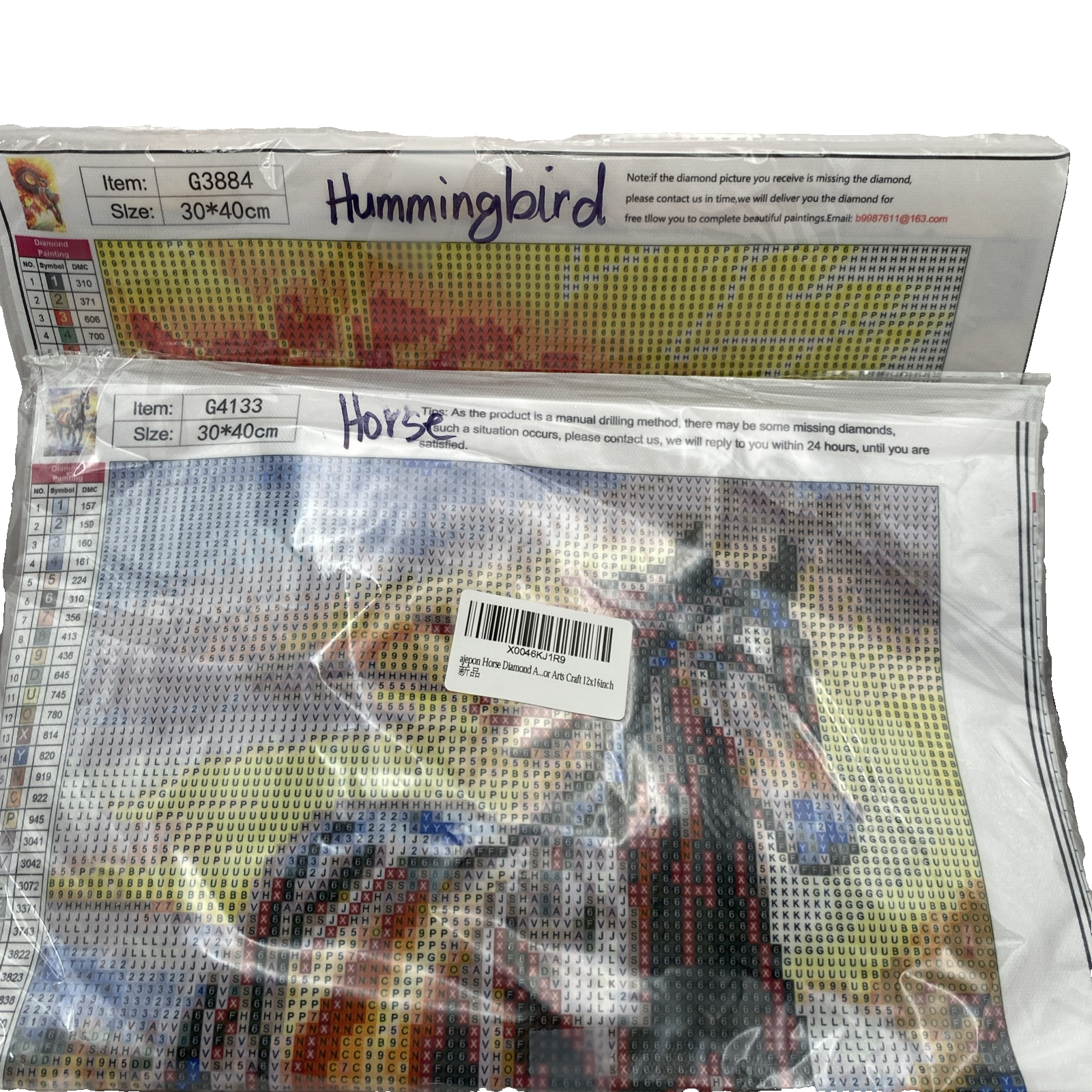 5D Diamond Painting Kits 30 cm x 40 cm Horse/Hummingbird Lot of 2 NEW - $14.24