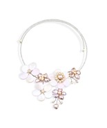 Garden of the Ocean Pink Pearl and Seashell Floral Bouquet Choker Necklace - £26.16 GBP