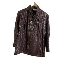 Zenergy Chico&#39;s Neema Aria Animal Foil Jacket Women&#39;s 2  3/4 Sleeve Shiny Bronze - £13.60 GBP