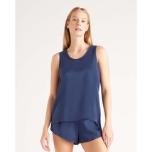 Quince Womens 100% Washable Silk Pajama Tank Top Indigo Blue S - £26.44 GBP
