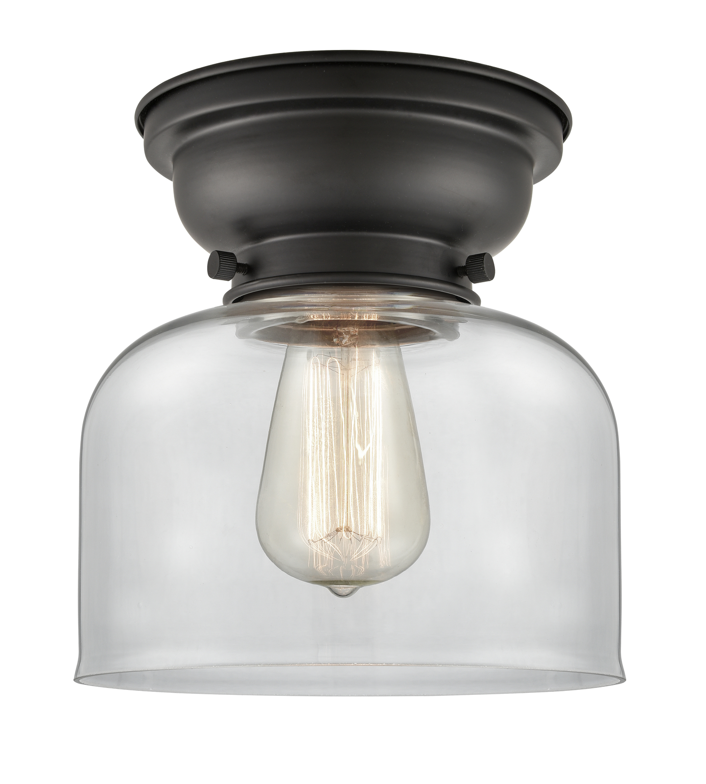 Flush Mount Bell 8&quot; Matte Black Franklin Restoration Clear 623-1F-BK-G72... - $115.74