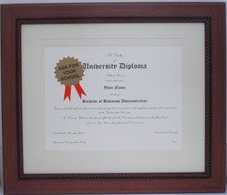 Graduation Diploma Certificate University College 8 1/2 X 11brown Matted Frame - $32.75