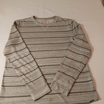 On The Byas Men&#39;s Gray Cotton Blend Pullover Stripes Sweatshirt Long Sle... - €10,66 EUR