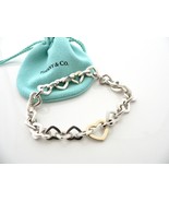 Tiffany &amp; Co Silver 18K Gold Heart Links Bracelet Chain Gift Love 8 In L... - £469.24 GBP