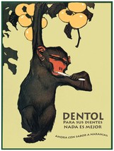 2355.Dentol Monkey brushing Ad vintage 18x24 Poster.Toothpaste ad.Room Home Inte - £21.89 GBP