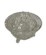 Vintage Pressed Glass Footed Ashtray 3 Cigarette Wells Floral Pattern Cl... - $13.50