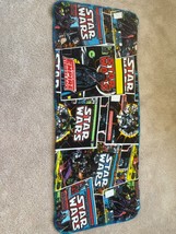 Star Wars Comic Book Fleece Blanket 24&quot; x 58” Blue Yarn Edging Great Con... - £14.43 GBP