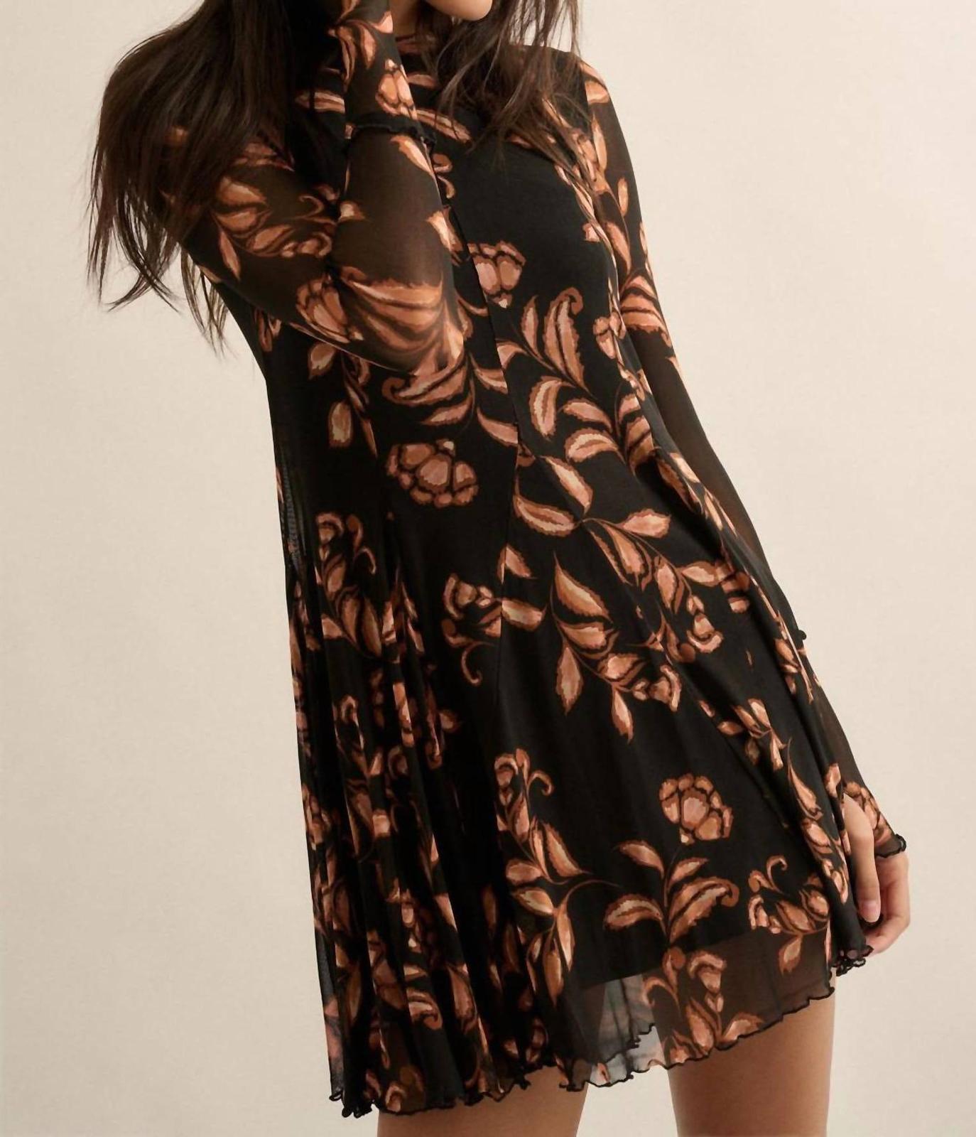 Promesa Cabrini Floral Mesh Swing Dress Black - $61.00