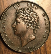 1826 UK GB GREAT BRITAIN HALF PENNY COIN - £46.04 GBP