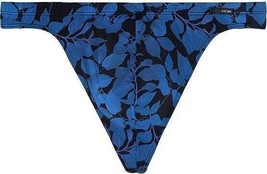 HOM Quentin G-String Thong Underwear Stretch Mens XL Black Print Blue - £34.34 GBP