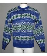 VTG Puritan Royal Blue Emerald Green Snowflakes Acrylic Sweater Mn&#39;s M N... - $46.99