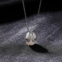 S925 Silver Freshwater Pearl Pendant Women&#39;s Fashion Diamond Creative Ladybug Ne - £16.40 GBP