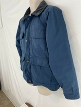 Woolrich Mens M Blue Flannel Lined Vtg USA Made 4 Pocket Metal Snap Field Jacket - £61.79 GBP