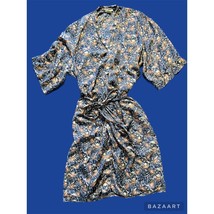 VTG Silk Short Kimono Robe Seline Paris Brand Paisley Print - $24.74