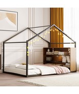 Black Metal Bed Frame w/ Shelves &amp; Lights - $281.99
