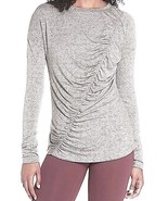 Zella Ruched Top Small 4 6 Heather Gray Long Sleeve Crew Neck Stretch Ac... - £36.50 GBP