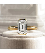 UNIQUE 2 Carat Emerald Cut E VVS2 Lab Grown Diamond Half Bezel Engagemen... - $31,842.22 MXN