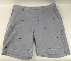 POLO Ralph Lauren Men's Size 36 Anchor Seersucker Blue Striped Stretch Shorts - £27.60 GBP